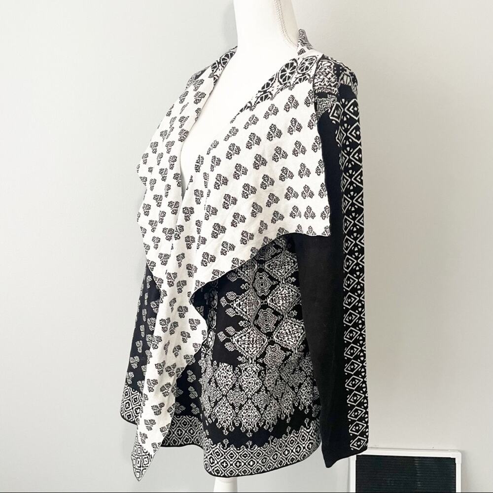 Lucky Brand black white open drape cardigan size large NWT waterfall - Picture 6 of 9